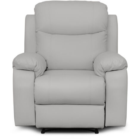 Fauteuil de relaxation électrique BONA en tissu imitation cuir - Gris clair (1/4)