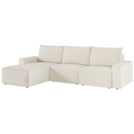 Canapé d'angle réversible 4 places ROMANE en tissu Easy Clean antitache - Beige (1/5)