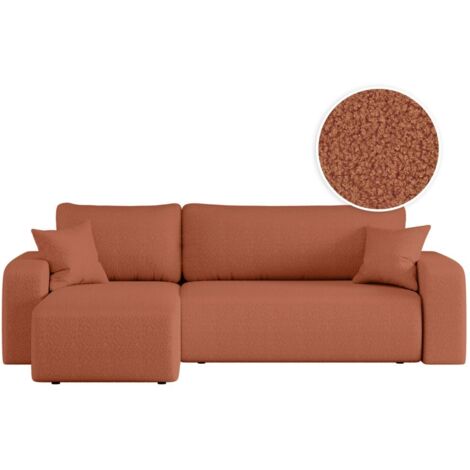 Canapé d'angle ALYA convertible et réversible 4 places en tissu bouclette - Terracotta (1/5)