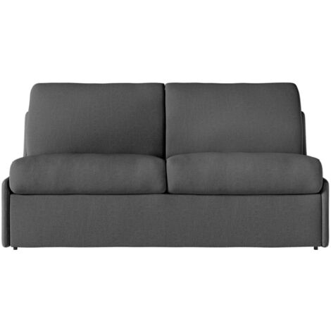 Canapé convertible express 3 pl AGATHE 160x190cm sans accoudoirs en tissu gris foncé - Matelas 13cm (1/5)