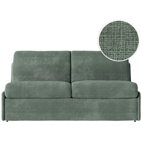 Canapé convertible express 3 pl AGATHE 140x190cm en tissu chenille vert - Matelas 13cm (1/5)