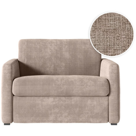 Fauteuil AGATHE convertible express 70x190cm en tissu chenille taupe - Matelas 13cm (1/5)