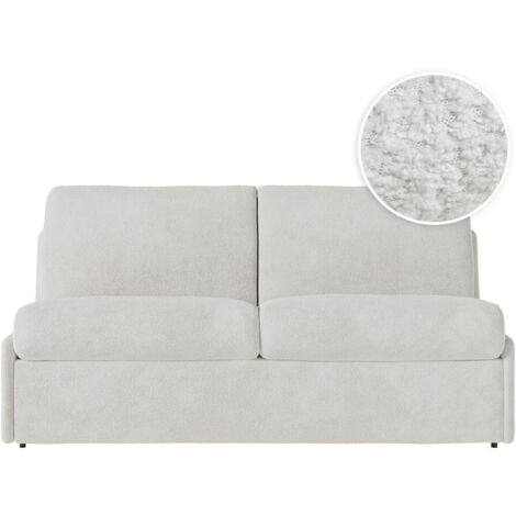 Canapé convertible express 3 pl AGATHE 140x190cm en tissu bouclette blanc - Matelas 13cm (1/5)