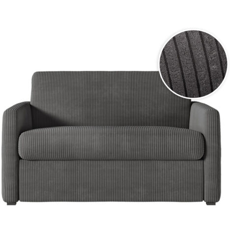 Fauteuil AGATHE convertible express 100x190cm en velours côtelé gris foncé - Matelas 13cm