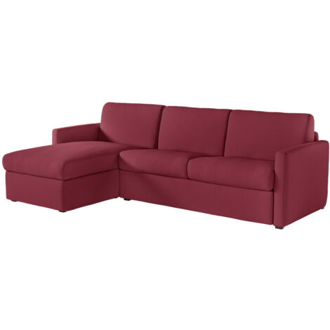 Canapé d'angle convertible express 4 places AGATHE 140x190cm en tissu bordeaux - Matelas 13cm (1/5)