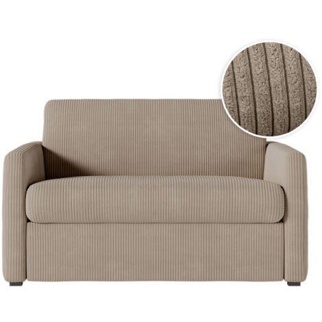 Fauteuil AGATHE convertible express 100x190cm en velours côtelé taupe - Matelas 13cm (1/5)