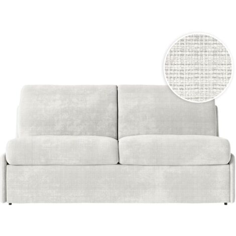 Canapé convertible express 3 pl AGATHE 140x190cm en tissu chenille beige - Matelas 13cm (1/5)