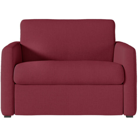 Fauteuil AGATHE convertible express couchage quotidien 70x190cm en tissu bordeaux - Matelas 13cm (1/5)