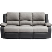 Loungitude – Canapé relax 3 places en microfibre et simili – Inclinaison jusqu'à 170° – Repose-pieds relevable – Confort optimal – Gris et noir