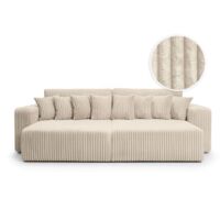 Loungitude – Canapé droit 4 places avec double méridienne – Assise profonde en velours côtelé épais – Confort optimal pour salon moderne