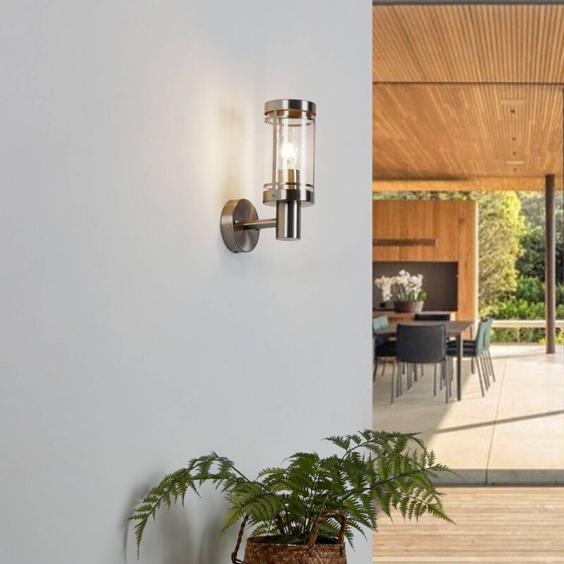 Outdoor Wall Light Djori modern in Silver made of Stainless