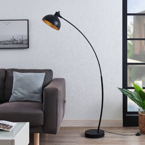 Modern arc lamp brass with marble base and black shade 32.5 cm - XXL