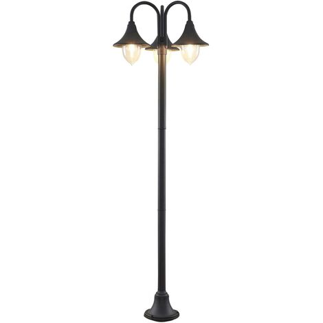 Post Light 'Edric' dimmable (vintage, antique) in Black made of Aluminium (3 light sources, E27) from Lindby | Pole Light, Lantern