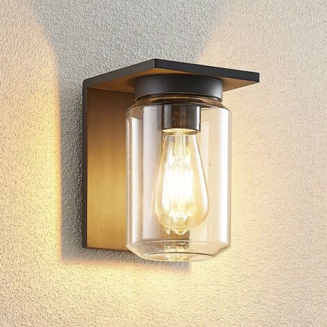 Outdoor Wall Light Semka dimmable modern in Black made of