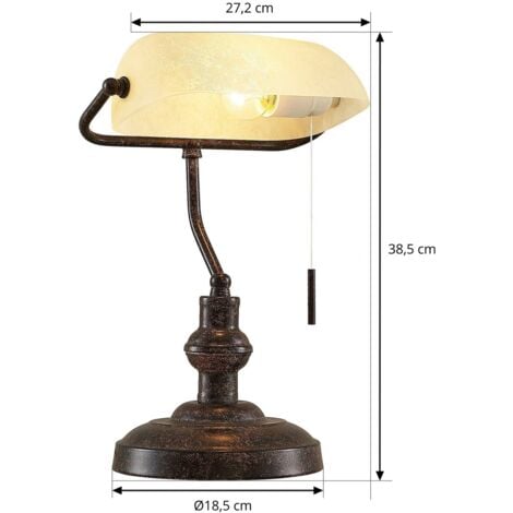 Classic table lamp/notary lamp bronze with green glass - Banker