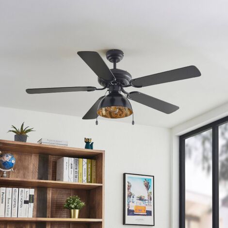 Ceiling Fans with Lighting 'Shamoian' made of Metal for Living Room & Dining Room