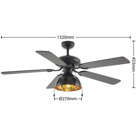 Ceiling Fans with Lighting 'Shamoian' made of Metal for Living Room & Dining Room