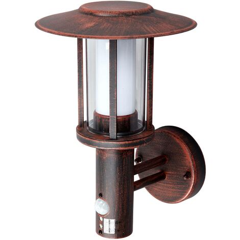 Outdoor Wall Light 'Pavlos' with motion detector) in Brown made of Stainless Steel (1 light source,) from Lindby | wall lamp for exterior/interior walls, house, terrace & balcony