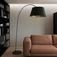 Floor Lamp 'Esti' (modern) in Black made of Textile for e.g. Living Room & Dining Room (1 light source, E27) from Lindby | Standard Lamp, Arc Lamps