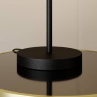 Lucande Sotiana table lamp, glass ball, brass - clear, black, brass