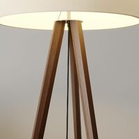 Makira tripod floor lamp, fabric lampshade, walnut - white, dark walnut