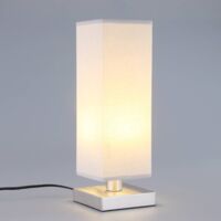 Table Lamp 'Julina' (modern) in Silver made of Textile for e.g. Bedroom (1 light source, E14) from Lindby | Desk Lamps