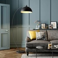 Floor Lamp 'Jonera' (young lifestyle) in Black made of Metal for e.g. Living Room & Dining Room (1 light source, E27) from Lindby | Standard Lamp, Arc Lamps