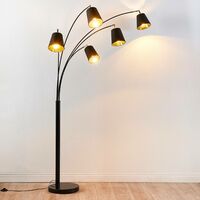 Floor Lamp 'Tinne' (modern) in Black made of Textile for e.g. Living Room & Dining Room (5 light sources, E14) from Lindby | Standard Lamp, Arc Lamps