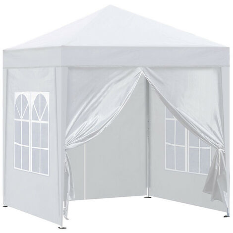 Gazebo 2x2m Pop Up Party Tent with Side Panels, Waterproof Marquee White