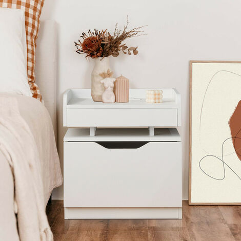 Bedside Table with Drawers, LED Bedside Cabinet with 16 Colours, Side Cabinet Nightstand Bedroom Living Room Furniture (1/5)