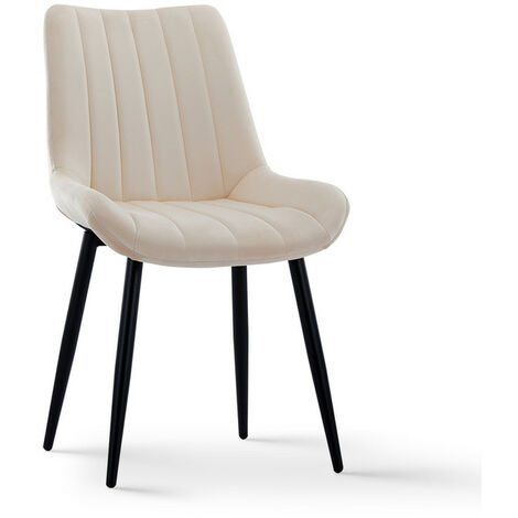 Dining Chairs 2x Velvet Upholstered Kitchen Dining Chairs Lounge Leisure Living Room Corner Chairs Beige