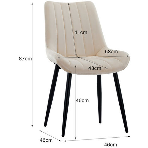 Dining Chairs 2x Velvet Upholstered Kitchen Dining Chairs Lounge Leisure Living Room Corner Chairs Beige