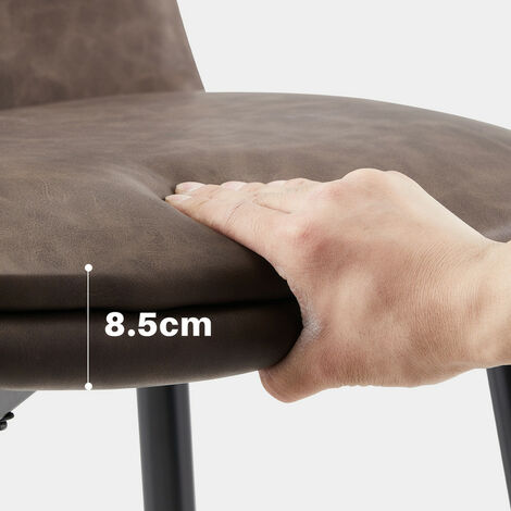 Bar stools,2x Faux Leather Upholstered Kitchen Counter, Bar Chairs with Backs and Footrest, Brown