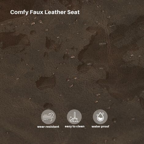 Bar stools,2x Faux Leather Upholstered Kitchen Counter, Bar Chairs with Backs and Footrest, Brown