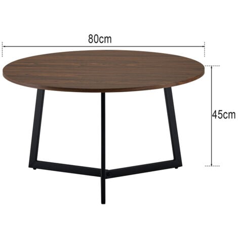 Coffee Table, 80x80x45cm Industrial End Side Table for Living Room with Black Cross Metal Frame, Brown