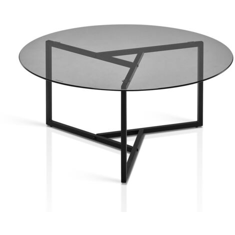 Coffee Table Set, Glass Nesting Coffee Table,Stacking End Side Table with Metal Frame,Black Glass (1/5)