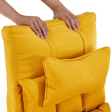 Recliner Sofa Upholstered Lounge Chair Linen Lounge Chair with Footstool Yellow