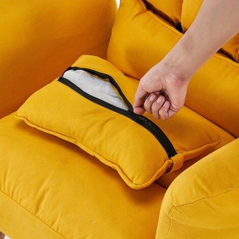 Recliner Sofa Upholstered Lounge Chair Linen Lounge Chair with Footstool Yellow