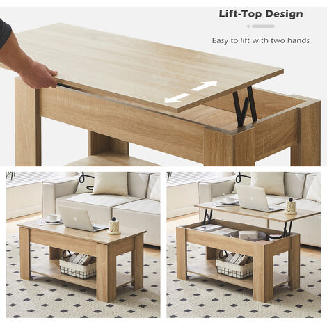 Coffee Table, Lift-Top Table Coffee Table for Living Room, 99.7x50x42.5cm Coffee Table with Storage,Oka