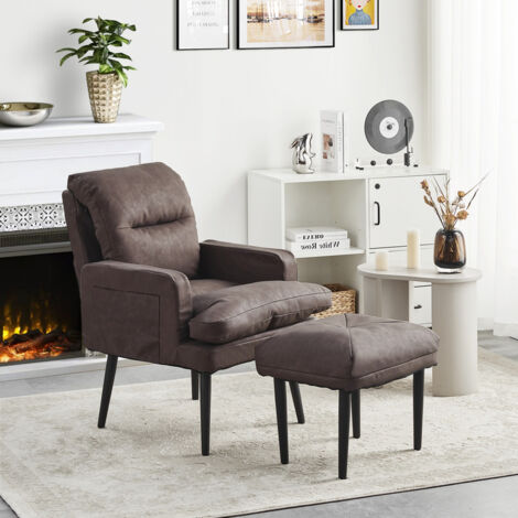 Leather chair and ottoman set discount