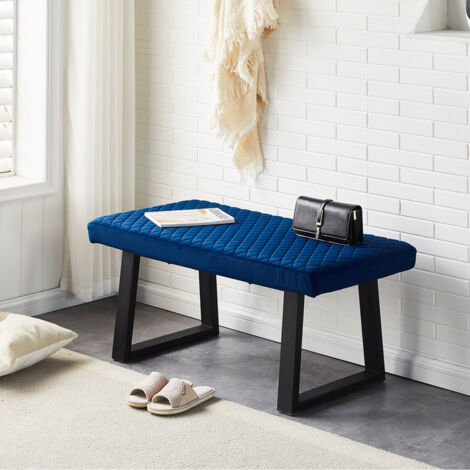 Velvet Dining Bench 2-Seater with Metal Frame Padded Kitchen