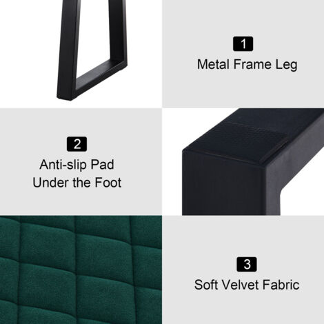Velvet Dining Bench 2-Seater with Metal Frame Padded Kitchen Ottoman Stool for Dining Room Bedroom Living Room, End Bed Bench, Window Seat Bench, Shoe Bench (green)