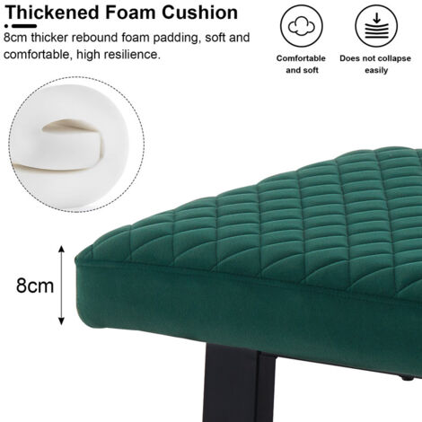 Velvet Dining Bench 2-Seater with Metal Frame Padded Kitchen Ottoman Stool for Dining Room Bedroom Living Room, End Bed Bench, Window Seat Bench, Shoe Bench (green)