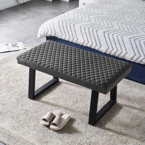 Velvet Dining Bench 2-Seater with Metal Frame Padded Kitchen