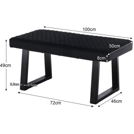 Velvet Dining Bench 2-Seater with Metal Frame Padded Kitchen Ottoman Stool for Dining Room Bedroom Living Room, End Bed Bench, Window Seat Bench, Shoe Bench (black)