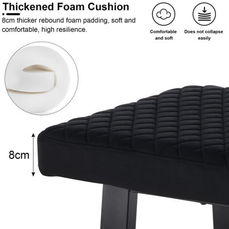 Velvet Dining Bench 2-Seater with Metal Frame Padded Kitchen Ottoman Stool for Dining Room Bedroom Living Room, End Bed Bench, Window Seat Bench, Shoe Bench (black)