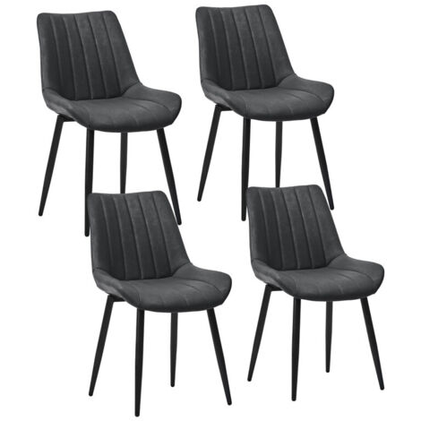 Dining Chairs Set of 4 Faux Leather Modern Kitchen Chairs with Metal Legs and Upholstered Backrest Counter Corner Chairs for Dining Reception Living Room Grey