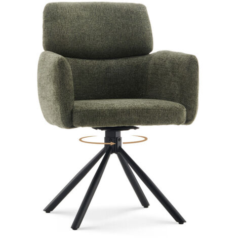 CLIPOP 1PC Chenille Swivel Living Room Armchair, 360 Rotating Base Tub Chair Luxurious with Padded Seat for Dining Room Bedroom Vanity Breakfast Green