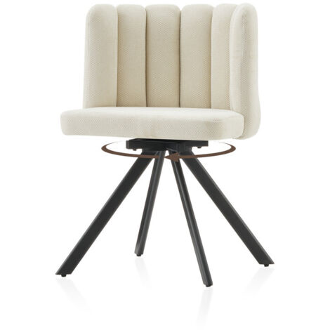 360 Swivel Dressing Table Chair with Padded Back and Metal Legs, Fabric Makeup Vanity Chair for Bedroom Living Room Kitchen Dining Room Beige (1/5)