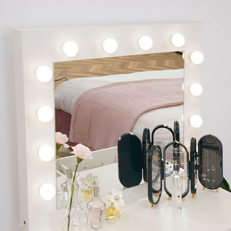 Dressing Table,Dressing Table Set, 2 Large Drawers Vanity Makeup Table with Adjustable 3 Color LED Lights